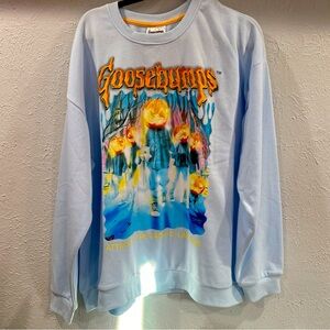 Goosebumps NWOT women’s XXL light blue crew neck sweatshirt.